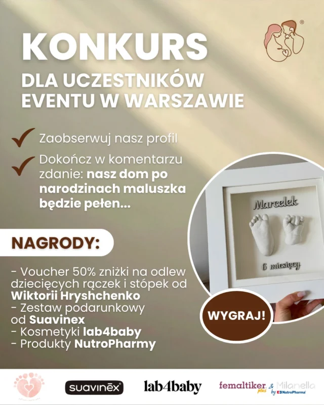 ❗️KONKURS DLA UCZESTNIKÓW EVENTU W WARSZAWIE❗️

Na podbój stolicy nie wypada ruszać z pustymi rękami 😉 Mamy zatem dla Was prezenty od partnerów spotkania! Zasady konkursu 👇

✅ Zaobserwuj nasz profil
✅ Dokończ w komentarzu zdanie: nasz dom po narodzinach maluszka będzie pełen...

Liczymy na Waszą kreatywność - podejście do tematu dobrowolne! 👀
Konkurs potrwa do czwartku (11.06) do godziny 18:00
#halobrzuszek #ciąża #poród
