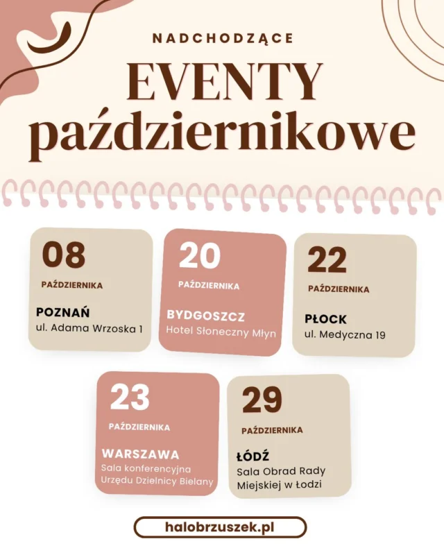 Jak wygląda październik w naszej fundacji? Jest intensywnie! 📅💪 W tym miesiącu odwiedzimy:
✔️ Poznań
✔️ Bydgoszcz
✔️ Płock
✔️ Warszawę
✔️ ŁódźZAPISY i wszelkie szczegóły o każdym ze spotkań znajdziesz na 👉 halobrzuszek.plTwojego miasta nie ma na tej liście? Daj znać w komentarzu, gdzie powinniśmy się wybrać!
#halobrzuszek #ciąża2026 #rodzew2026 #porod2026